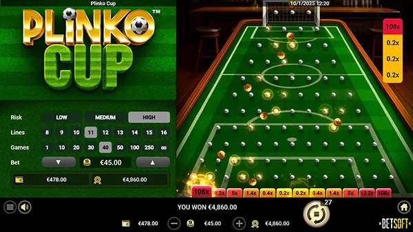 Plinko multiplier cups